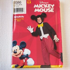 🍀Disney Simplicity 9386 Mickey Mouse Costume Pattern for Men XS-XL New Uncut